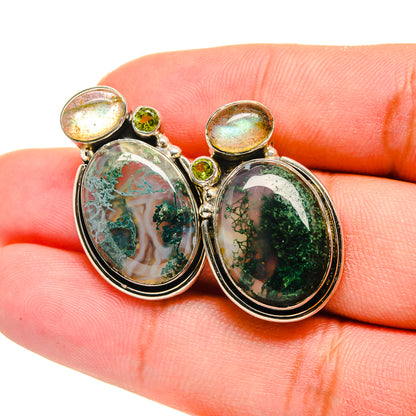 Green Moss Agate Earrings handcrafted by Ana Silver Co - EARR420041