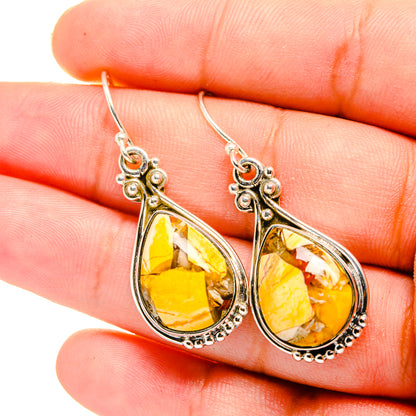 Mookaite teardrop earrings in 925 sterling silver with yellow-orange stone