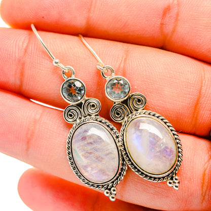 Rainbow Moonstone Earrings handcrafted by Ana Silver Co - EARR420052