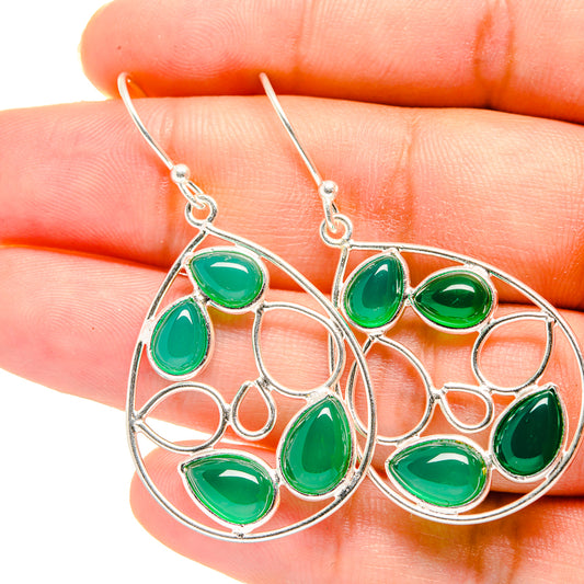 Green Onyx Earrings handcrafted by Ana Silver Co - EARR420073