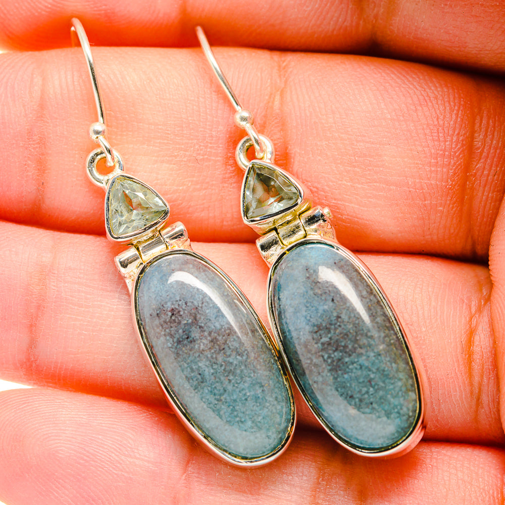 Blue Agate Earrings handcrafted by Ana Silver Co - EARR420081