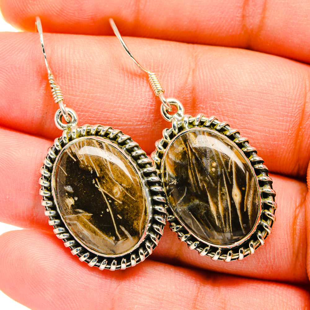 Peanut Wood Jasper Earrings handcrafted by Ana Silver Co - EARR420102