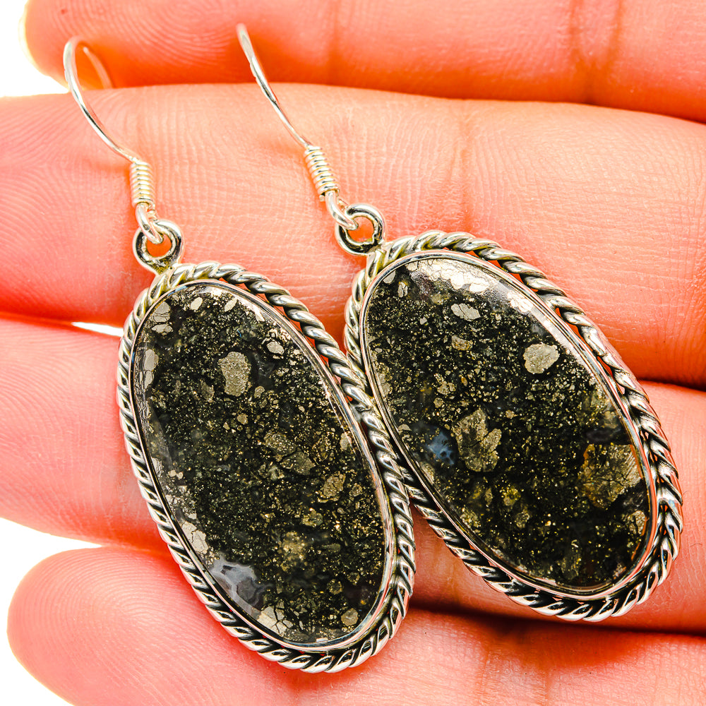 Pyrite Agate Earrings handcrafted by Ana Silver Co - EARR420105
