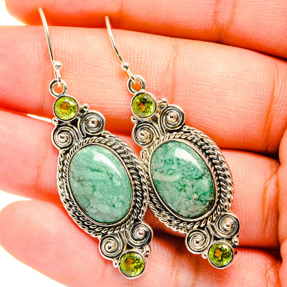Green Quartz Earrings handcrafted by Ana Silver Co - EARR420110