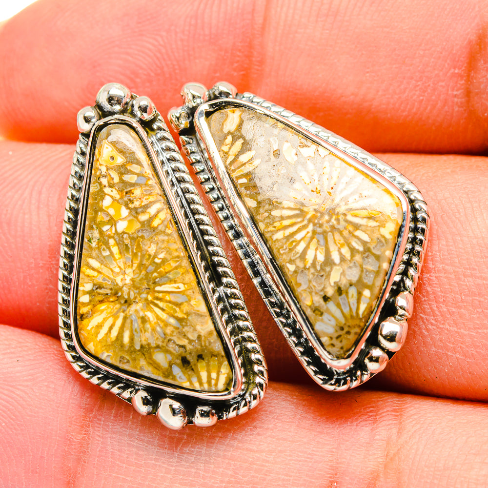 Fossil Coral Earrings handcrafted by Ana Silver Co - EARR420113