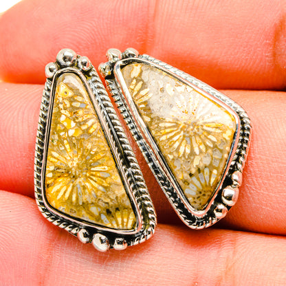 Fossil Coral Earrings handcrafted by Ana Silver Co - EARR420113