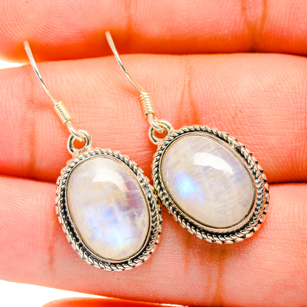 Rainbow Moonstone Earrings handcrafted by Ana Silver Co - EARR420124