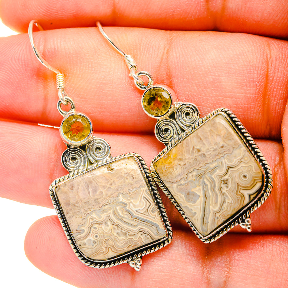 Laguna Lace Agate Earrings handcrafted by Ana Silver Co - EARR420128