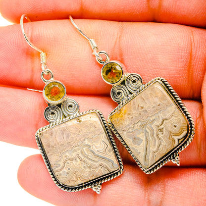 Laguna Lace Agate Earrings handcrafted by Ana Silver Co - EARR420128