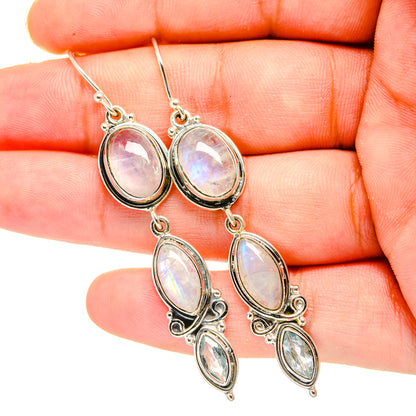 Rainbow Moonstone Earrings handcrafted by Ana Silver Co - EARR420138