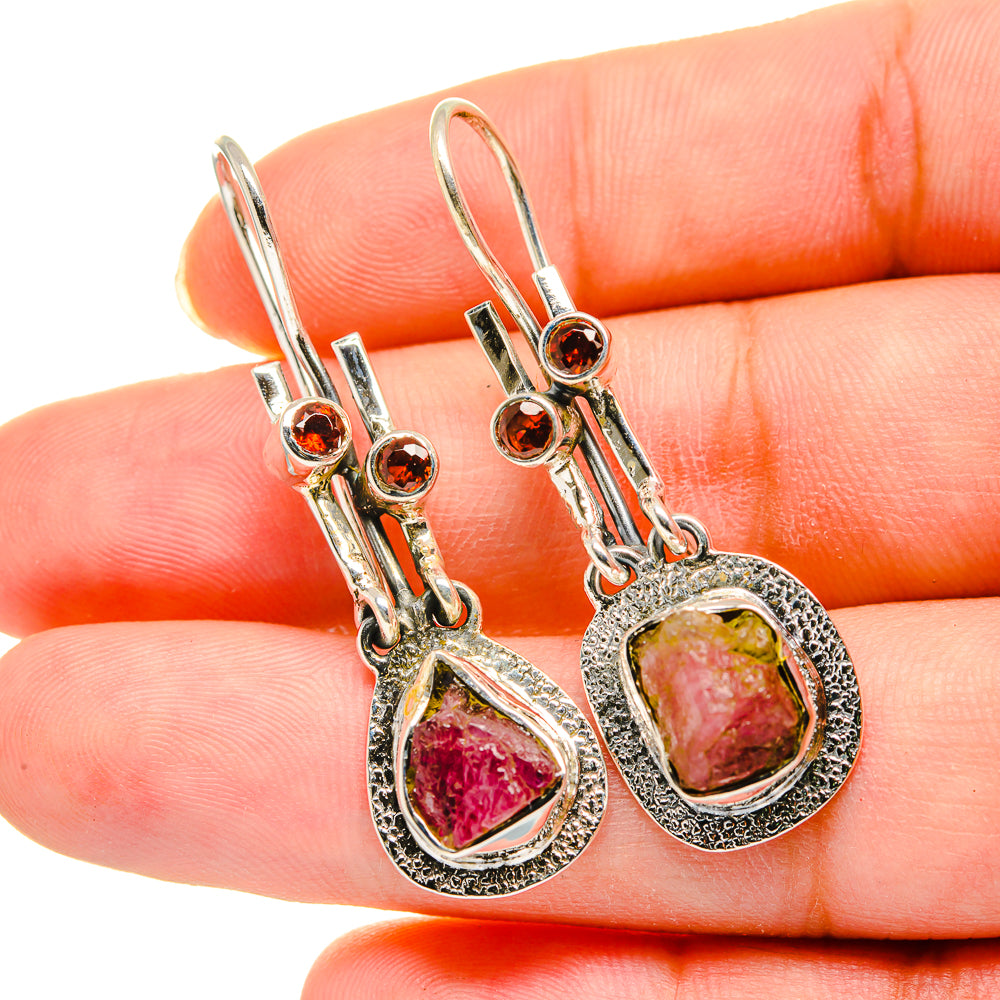 Watermelon Tourmaline Earrings handcrafted by Ana Silver Co - EARR420153