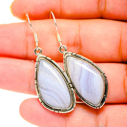 Blue Lace Agate Earrings handcrafted by Ana Silver Co - EARR420163