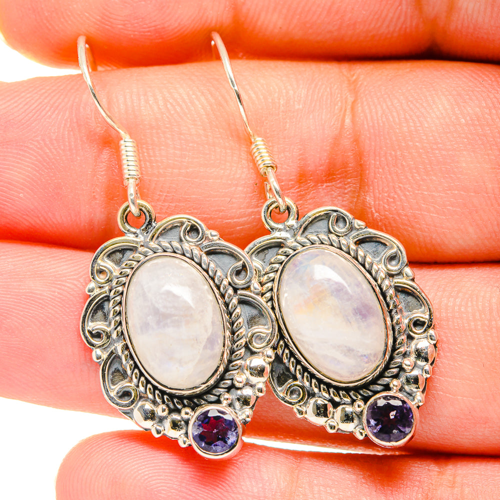 Rainbow Moonstone Earrings handcrafted by Ana Silver Co - EARR420170