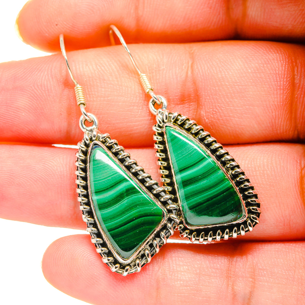 Malachite Earrings handcrafted by Ana Silver Co - EARR420173