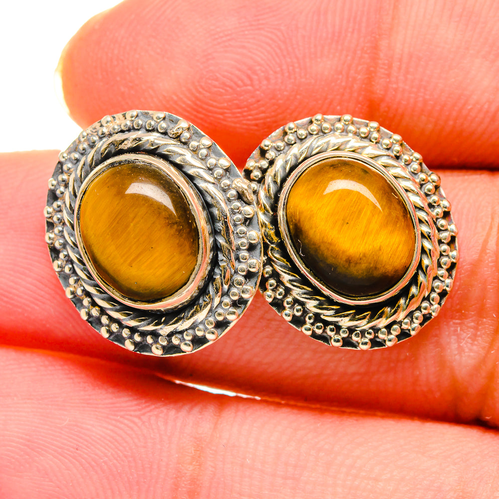Tiger Eye Earrings handcrafted by Ana Silver Co - EARR420175