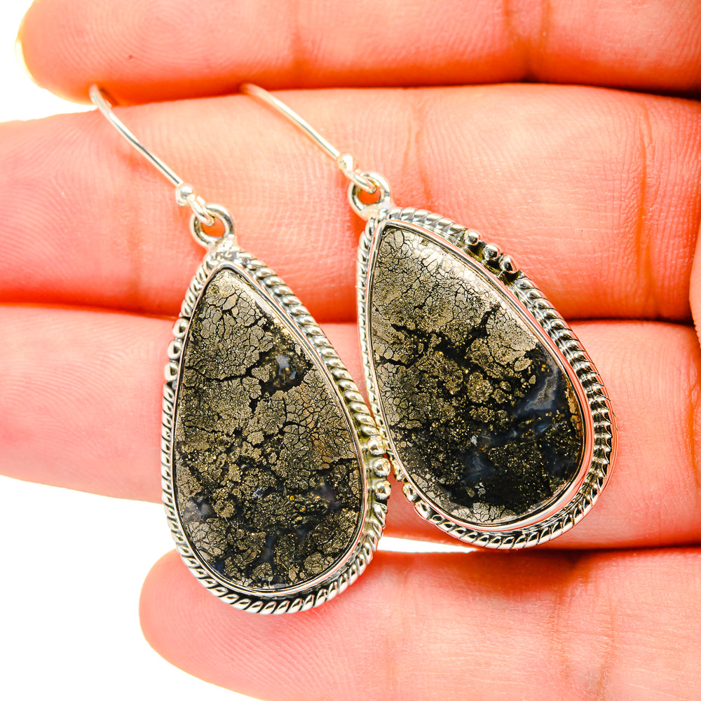 Pyrite Agate Earrings handcrafted by Ana Silver Co - EARR420196
