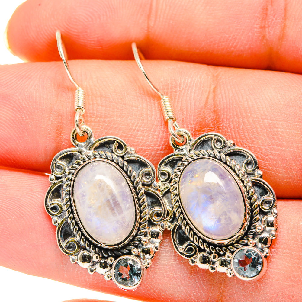 Rainbow Moonstone Earrings handcrafted by Ana Silver Co - EARR420218