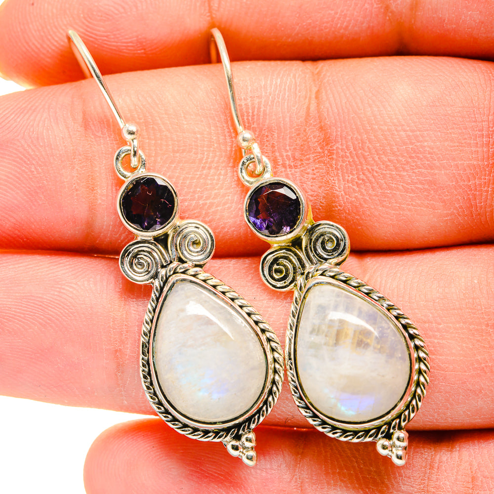 Rainbow Moonstone Earrings handcrafted by Ana Silver Co - EARR420219