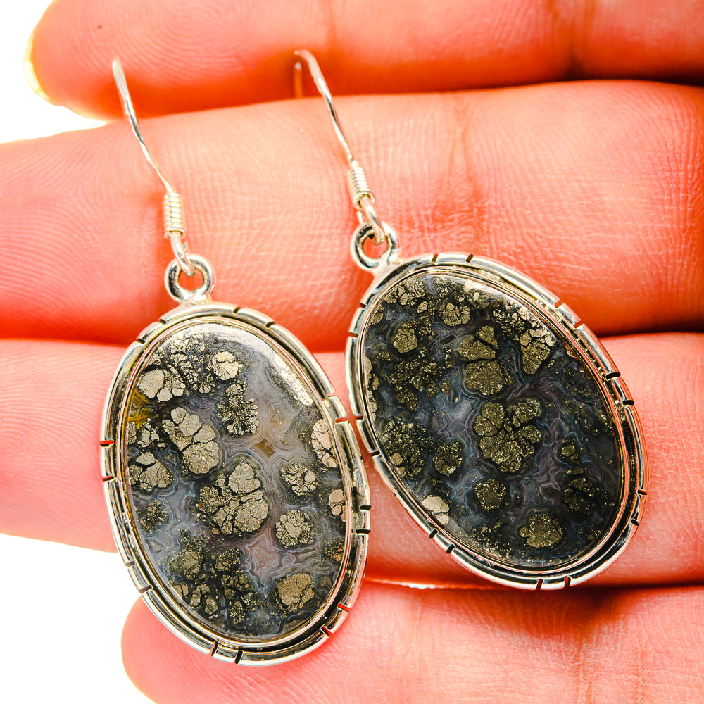 Pyrite Agate Earrings handcrafted by Ana Silver Co - EARR420238