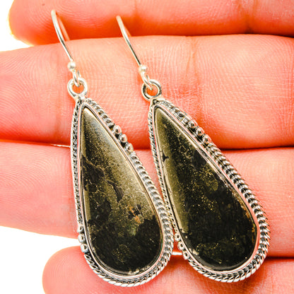 Pyrite In Black Onyx Earrings handcrafted by Ana Silver Co - EARR420241