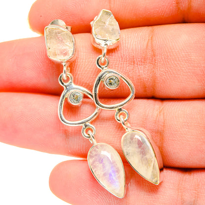 Rainbow Moonstone Earrings handcrafted by Ana Silver Co - EARR420247