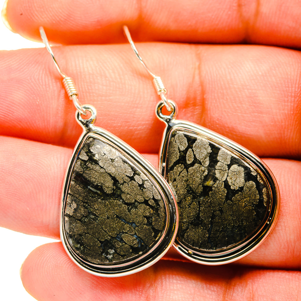 Pyrite In Black Onyx Earrings handcrafted by Ana Silver Co - EARR420249