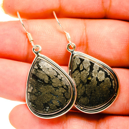 Pyrite In Black Onyx Earrings handcrafted by Ana Silver Co - EARR420249