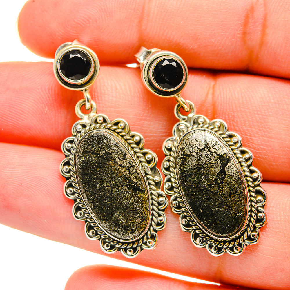 Pyrite Agate Earrings handcrafted by Ana Silver Co - EARR420268