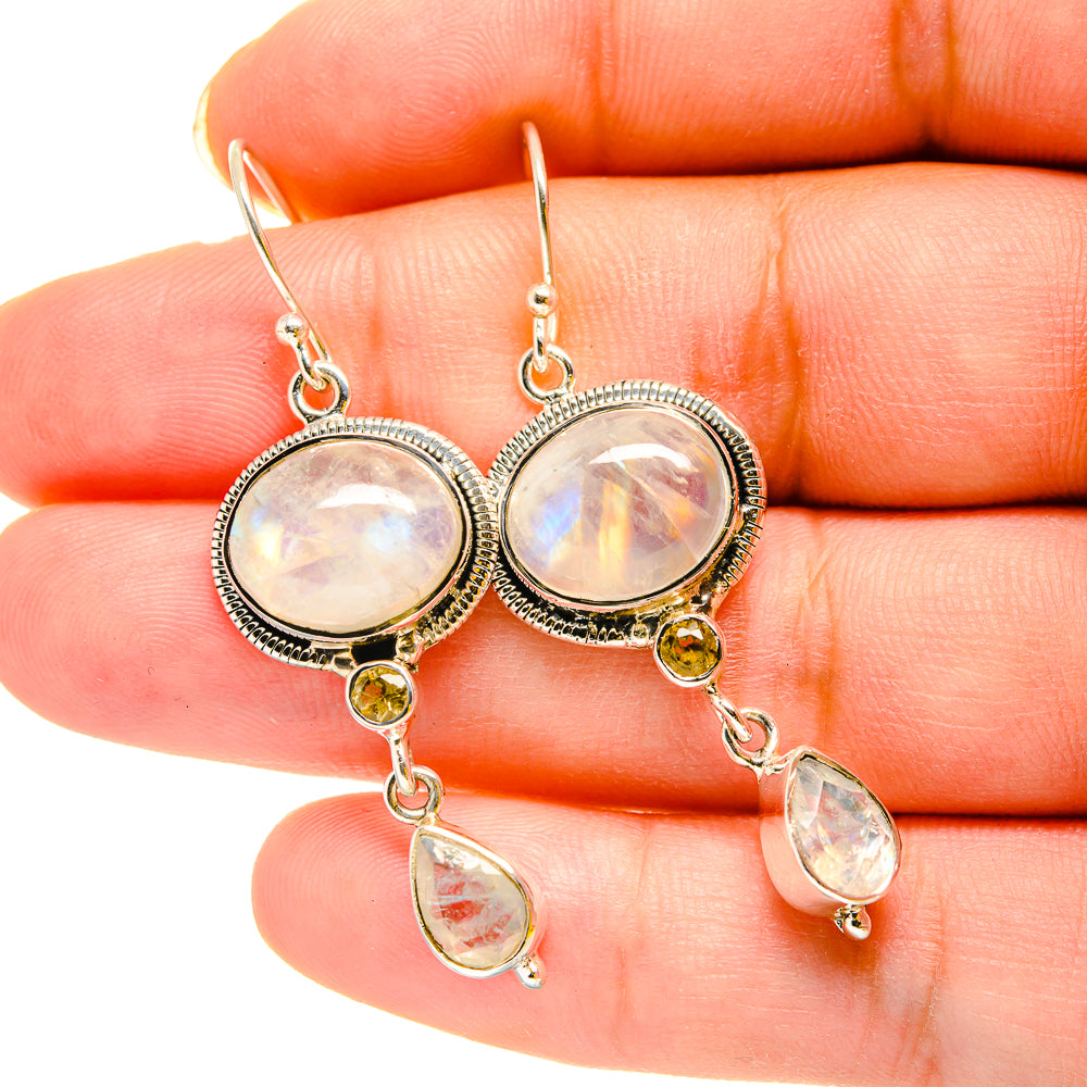 Rainbow Moonstone Earrings handcrafted by Ana Silver Co - EARR420272