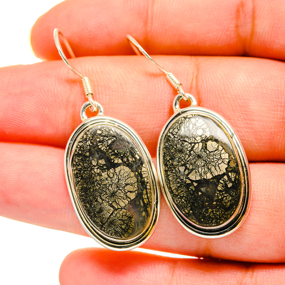 Pyrite Agate Earrings handcrafted by Ana Silver Co - EARR420277