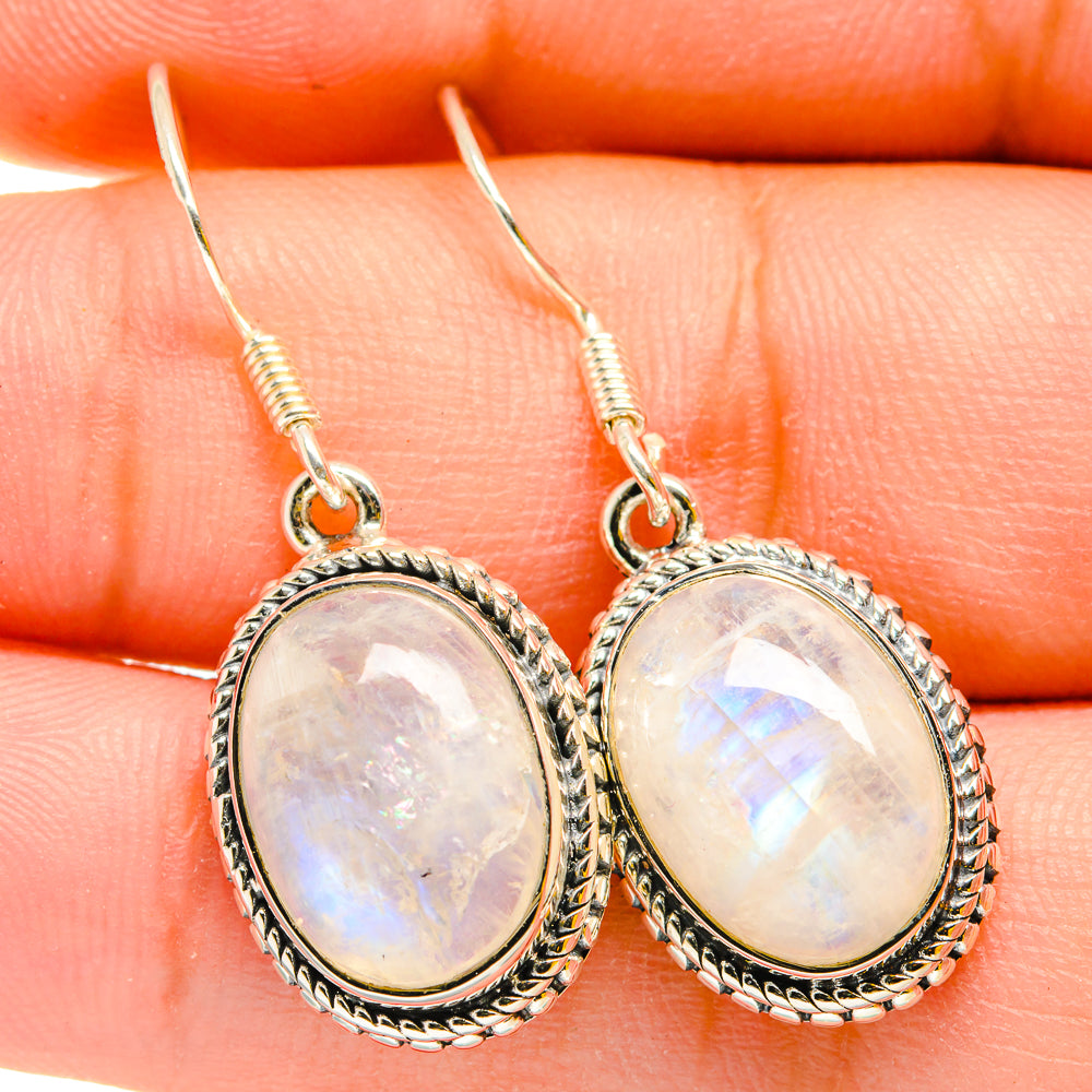 Rainbow Moonstone Earrings handcrafted by Ana Silver Co - EARR420284
