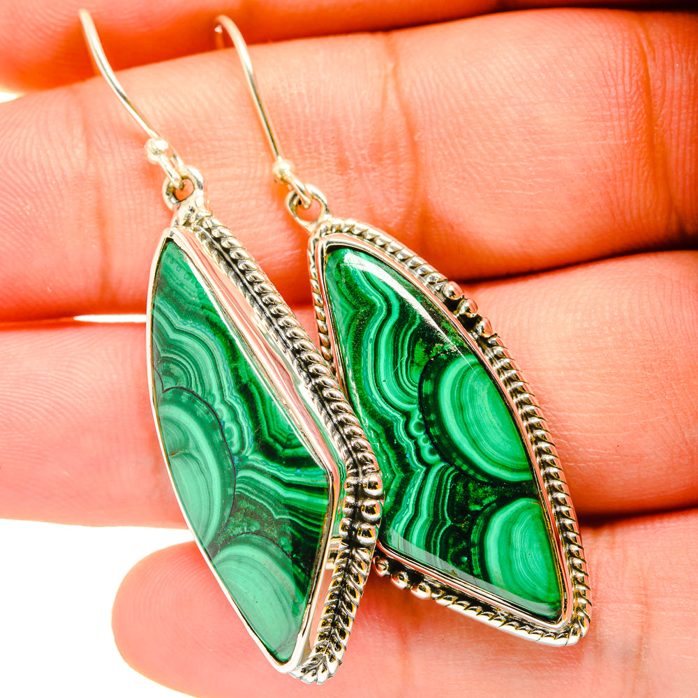 Malachite Earrings handcrafted by Ana Silver Co - EARR420285