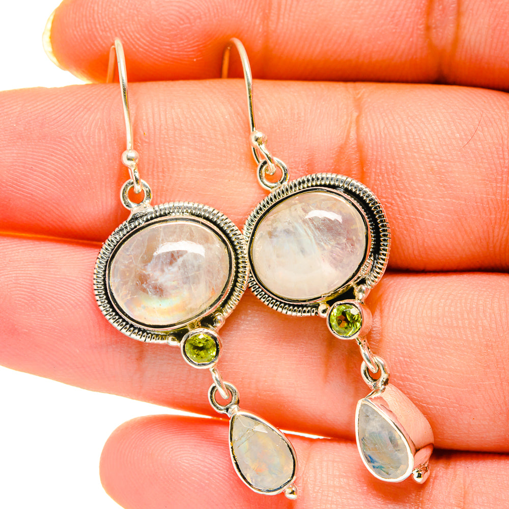 Rainbow Moonstone Earrings handcrafted by Ana Silver Co - EARR420291