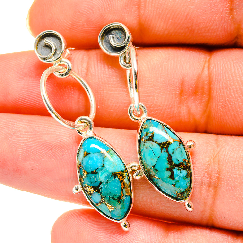 Blue Copper Composite Turquoise Earrings handcrafted by Ana Silver Co - EARR420295