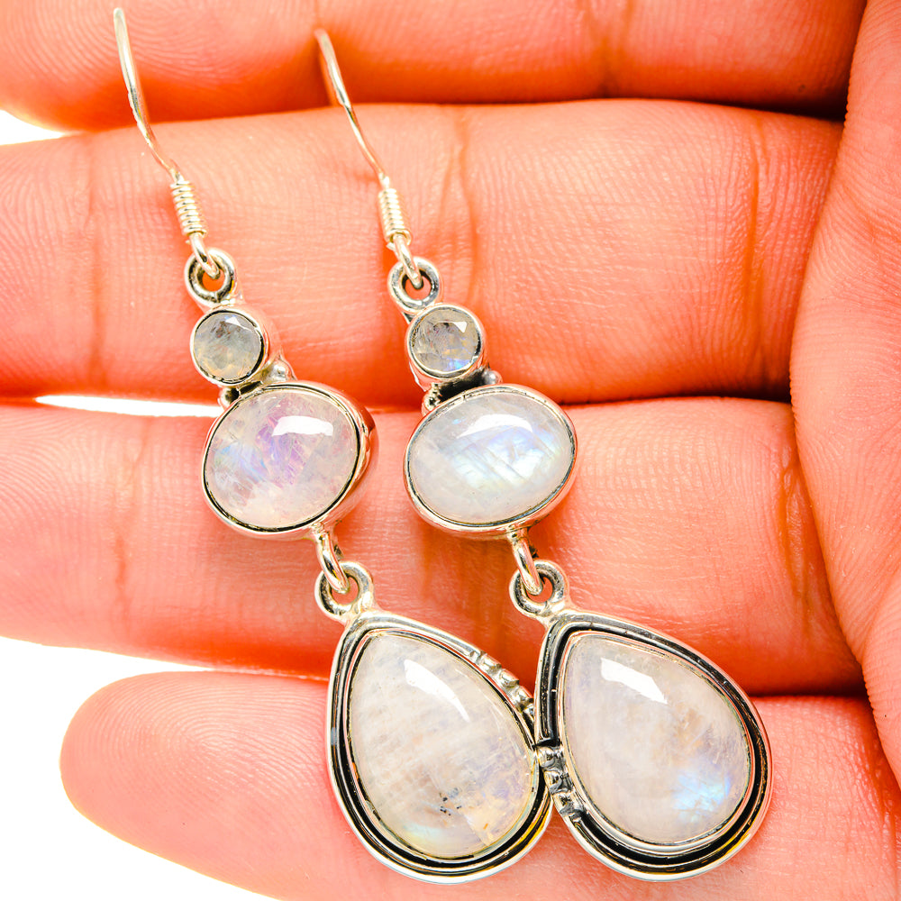 Rainbow Moonstone Earrings handcrafted by Ana Silver Co - EARR420296