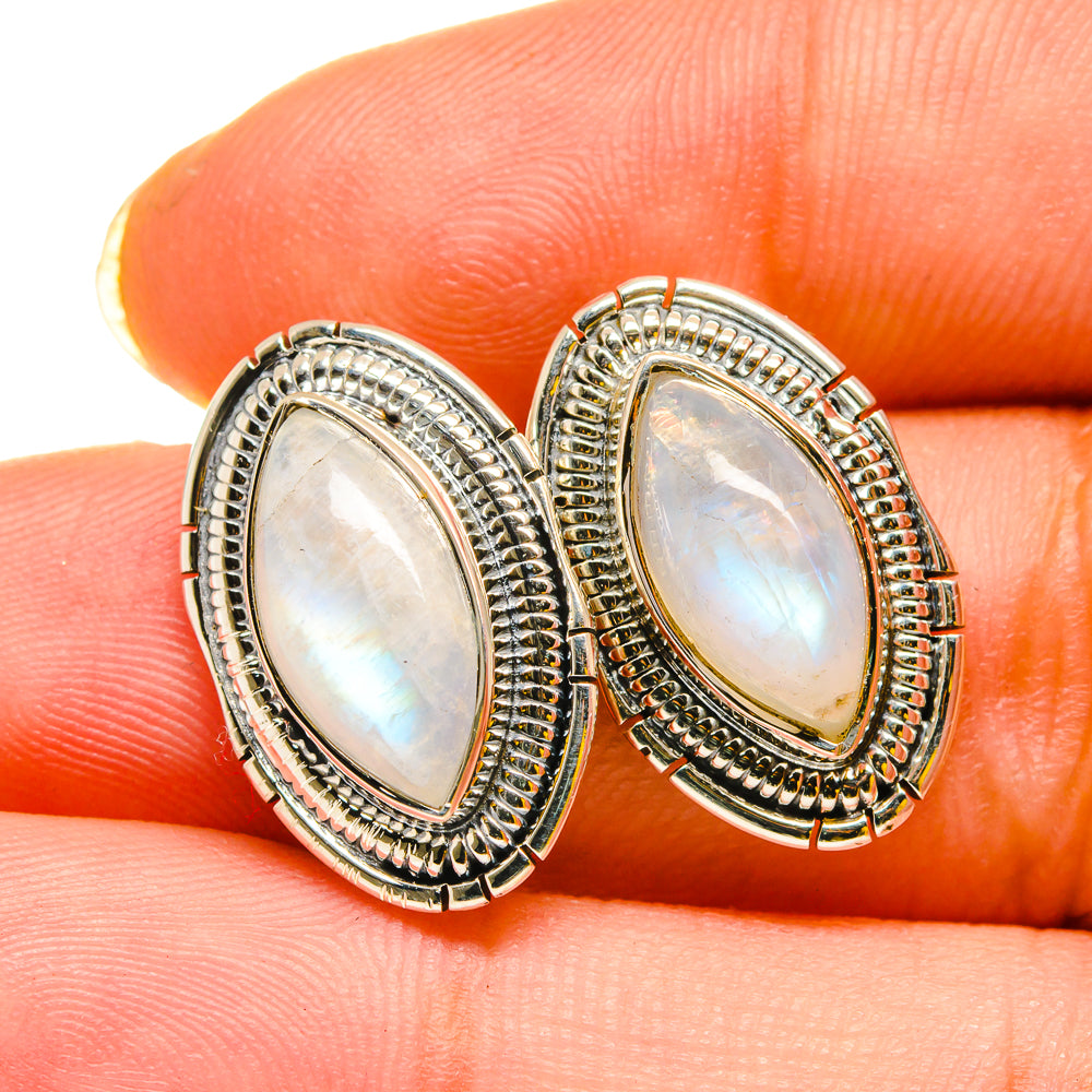 Rainbow Moonstone Earrings handcrafted by Ana Silver Co - EARR420300