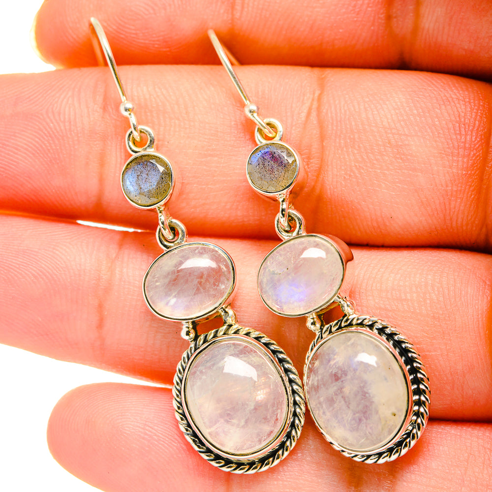 Rainbow Moonstone Earrings handcrafted by Ana Silver Co - EARR420304