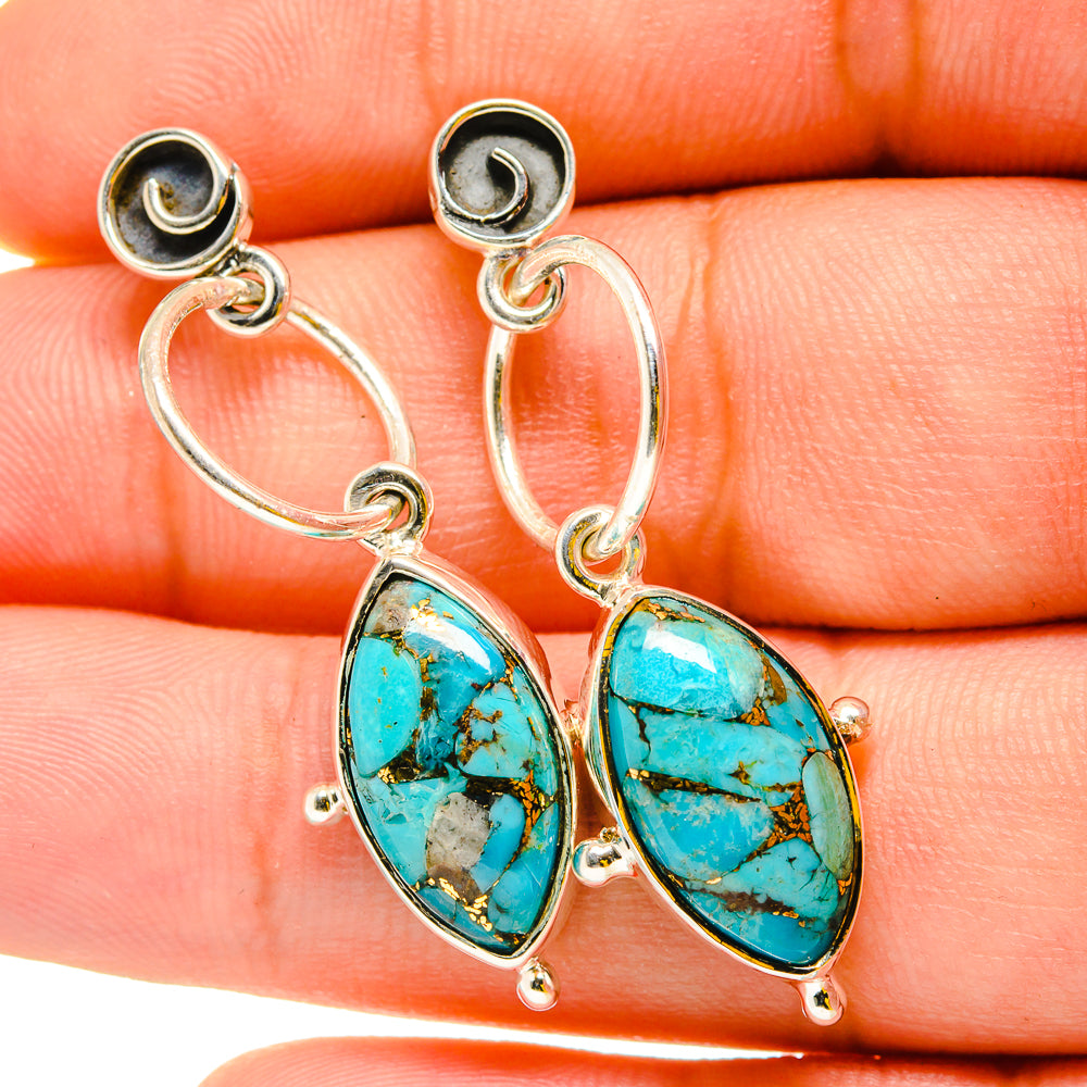 Blue Copper Composite Turquoise Earrings handcrafted by Ana Silver Co - EARR420306
