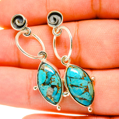 Blue Copper Composite Turquoise Earrings handcrafted by Ana Silver Co - EARR420306
