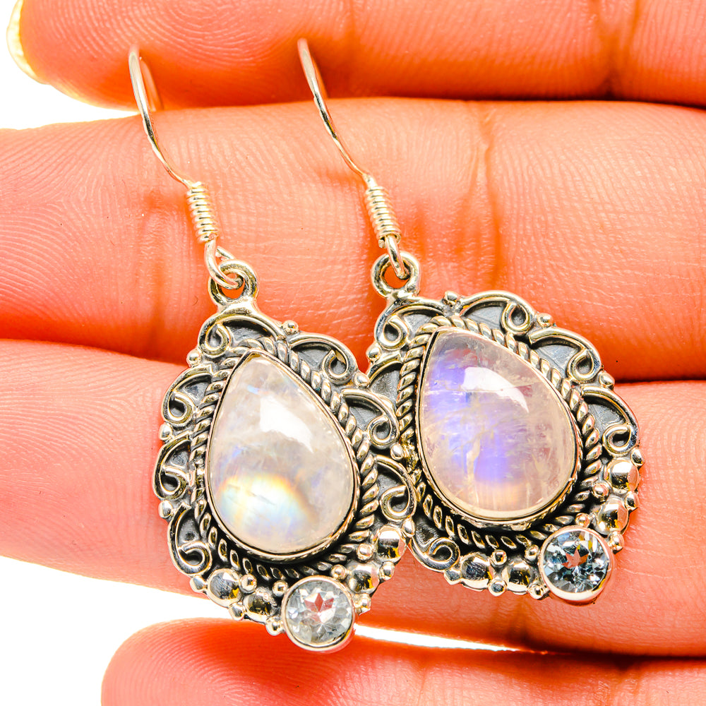 Rainbow Moonstone Earrings handcrafted by Ana Silver Co - EARR420307