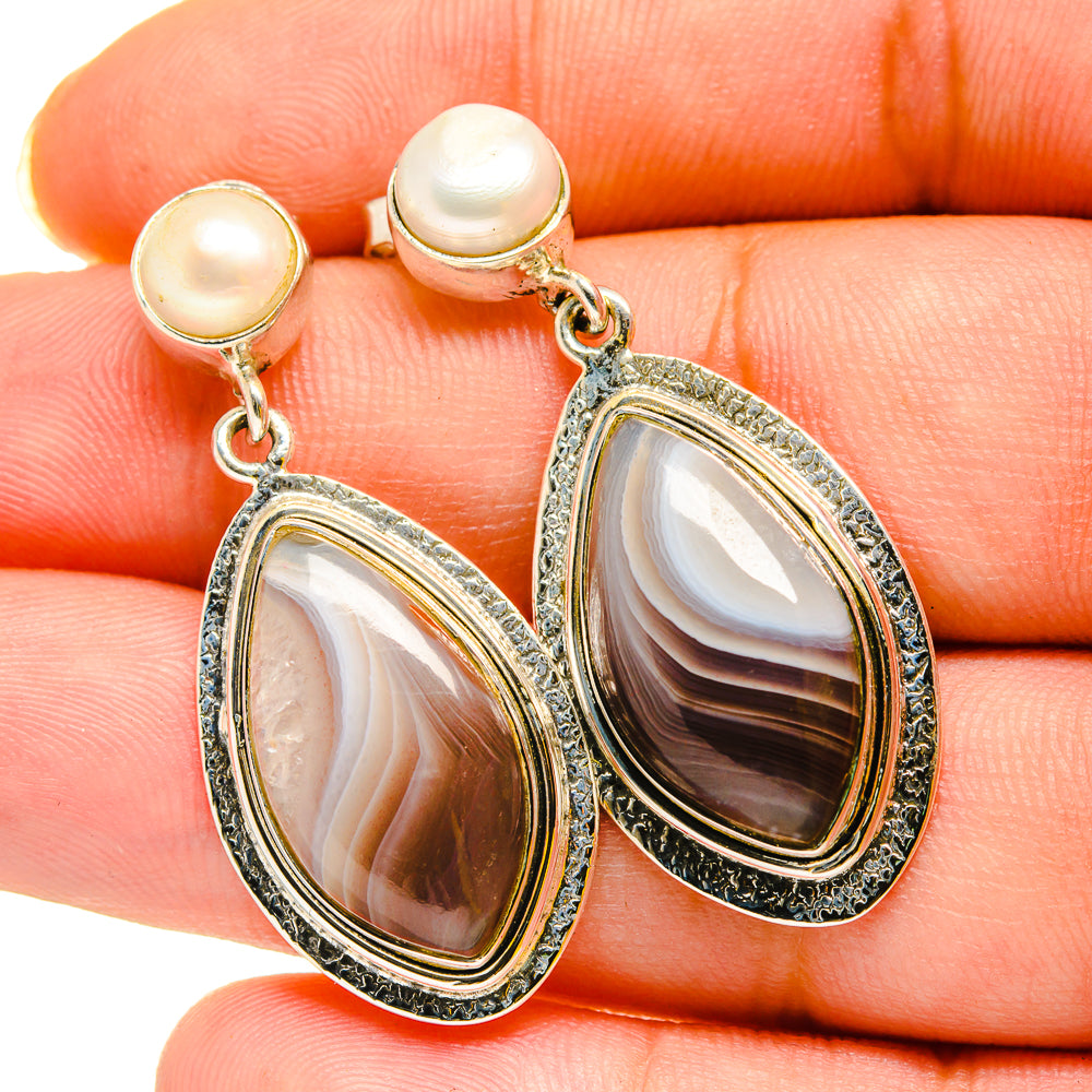 Botswana Agate Earrings handcrafted by Ana Silver Co - EARR420308