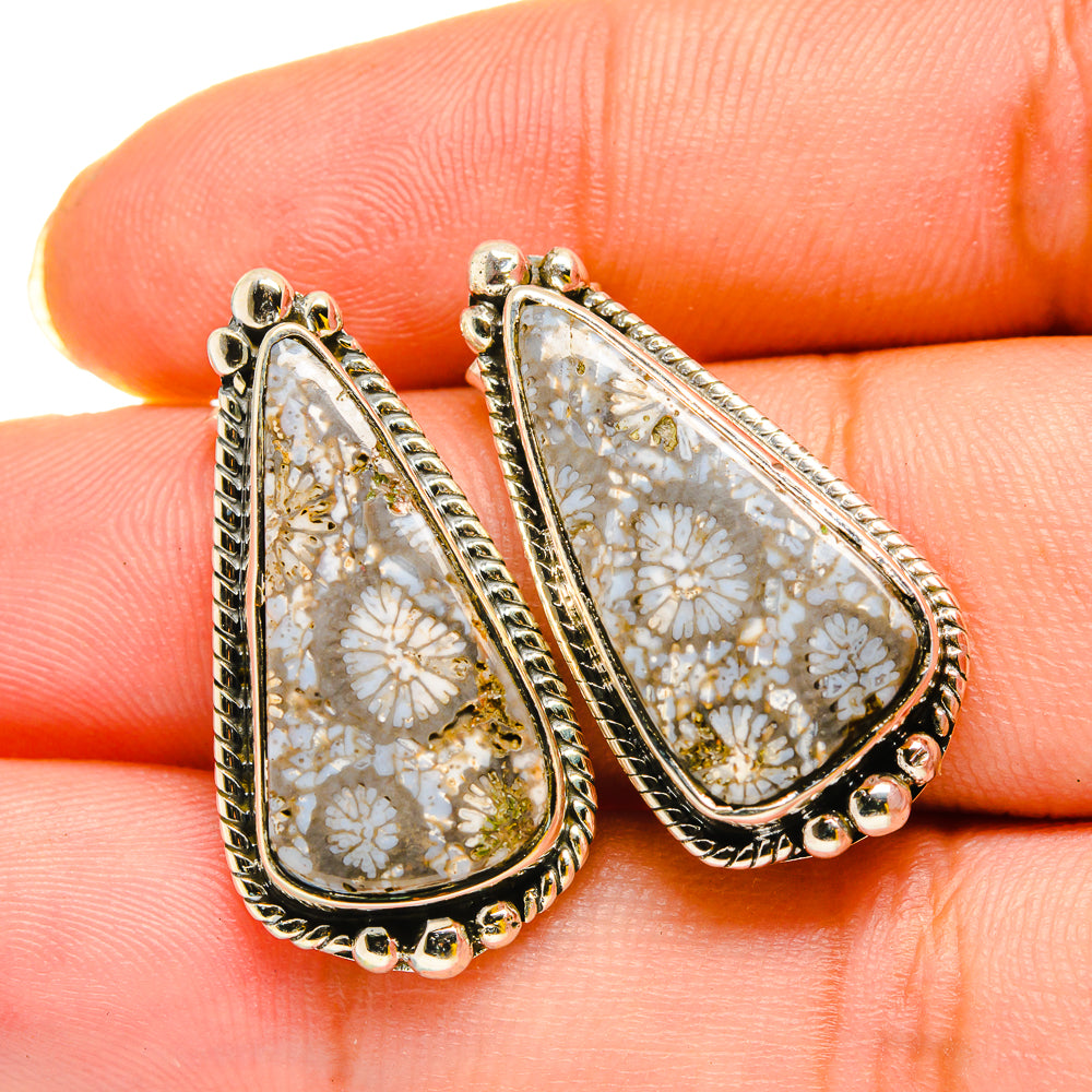 Fossil Coral Earrings handcrafted by Ana Silver Co - EARR420312