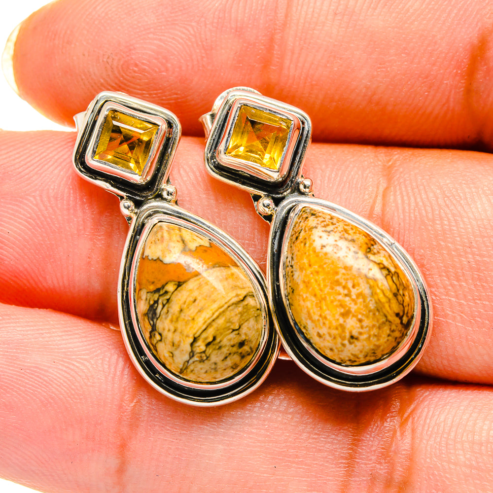 Picture Jasper Earrings handcrafted by Ana Silver Co - EARR420346