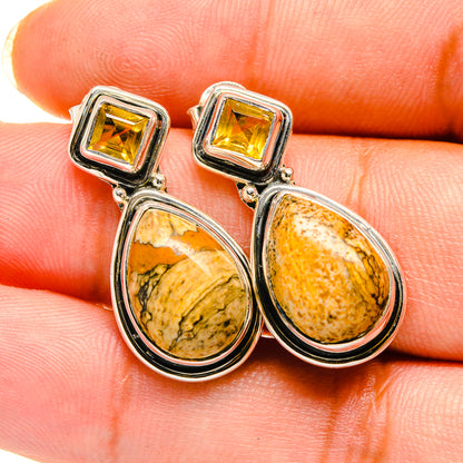 Picture Jasper Earrings handcrafted by Ana Silver Co - EARR420346