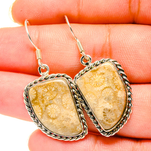 Fossil Coral Earrings handcrafted by Ana Silver Co - EARR420352