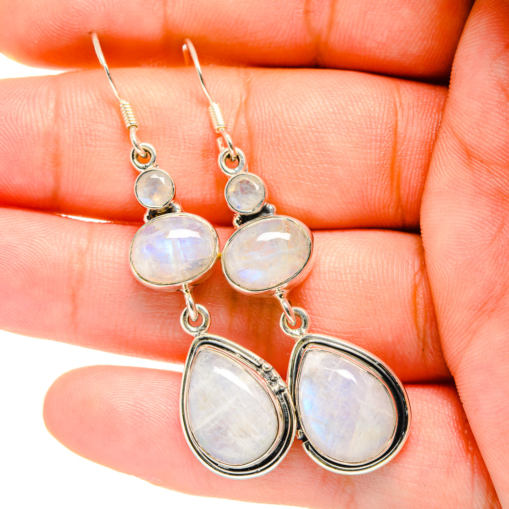 Rainbow Moonstone Earrings handcrafted by Ana Silver Co - EARR420358