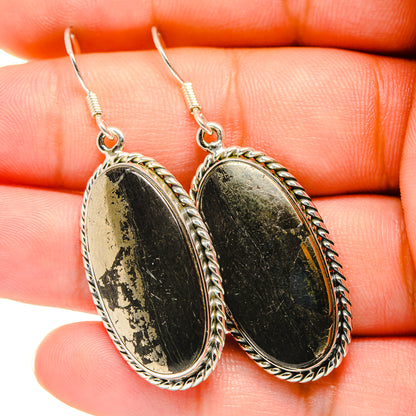 Pyrite In Black Onyx Earrings handcrafted by Ana Silver Co - EARR420360