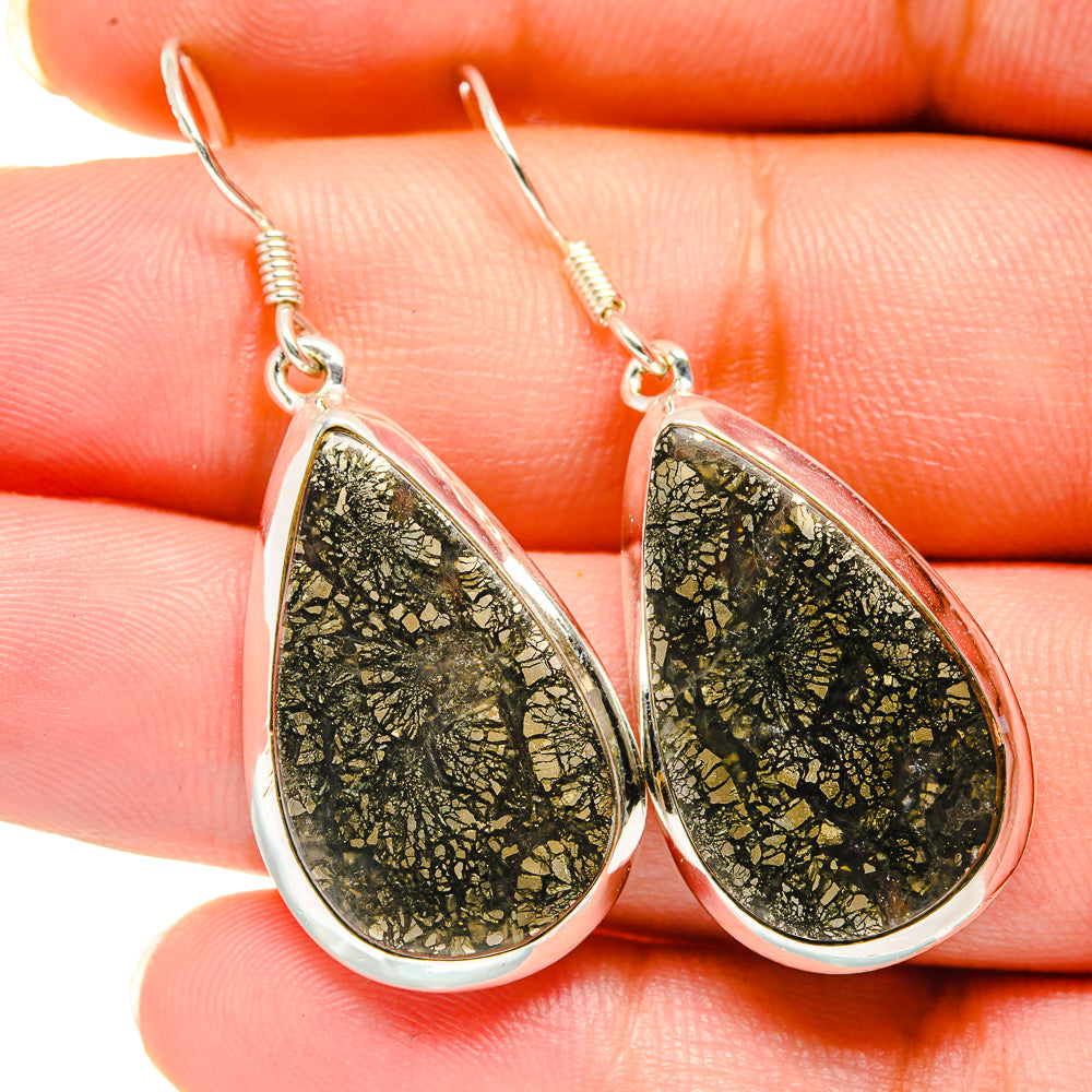 Pyrite Agate Earrings handcrafted by Ana Silver Co - EARR420366