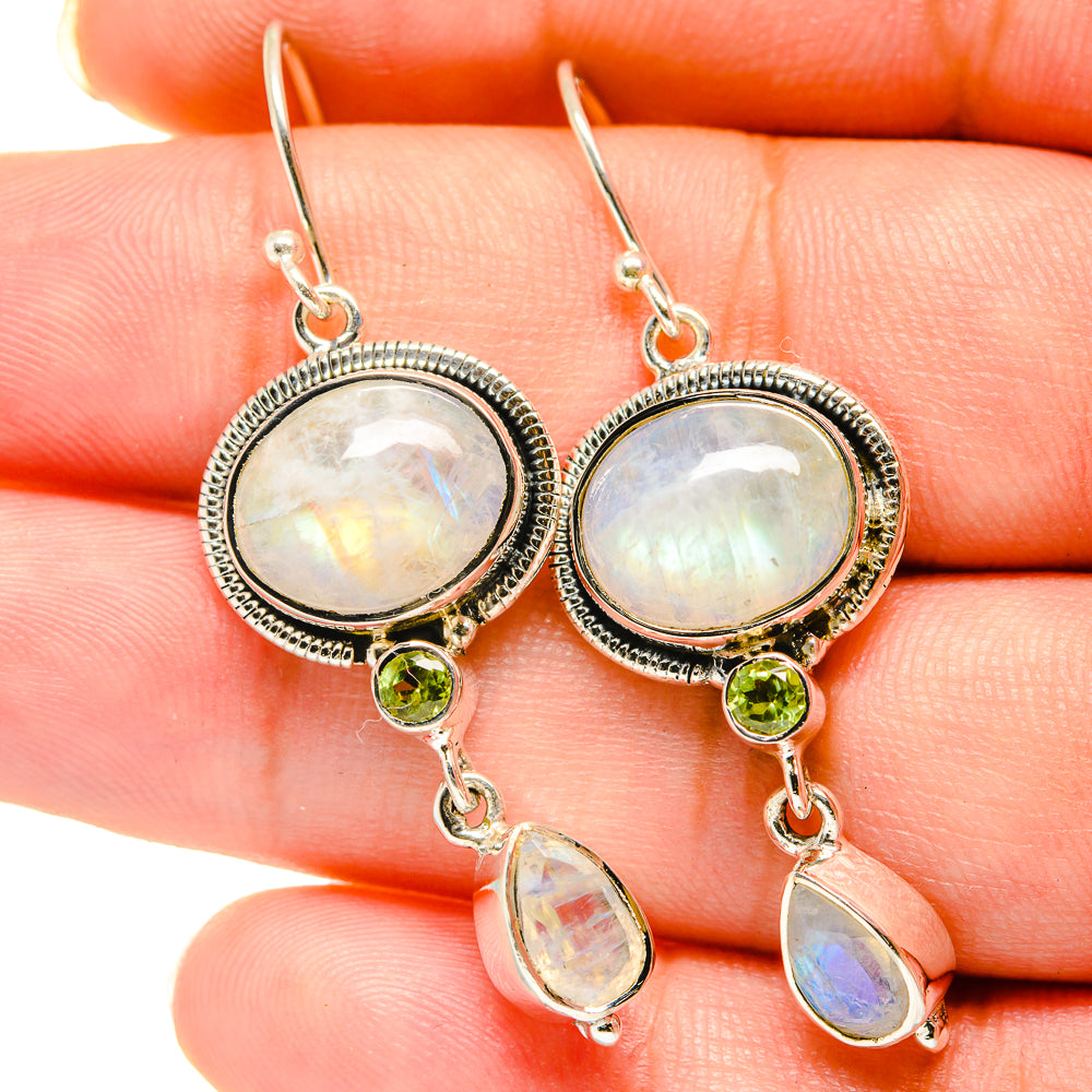 Rainbow Moonstone Earrings handcrafted by Ana Silver Co - EARR420367