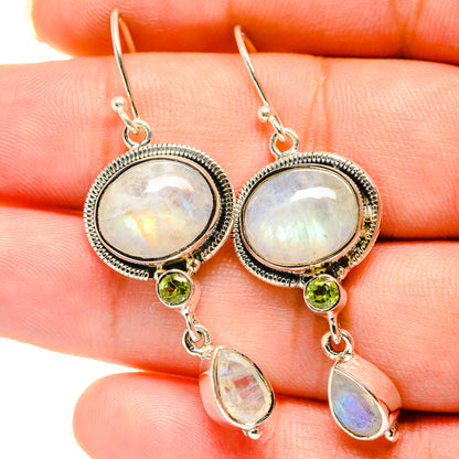 Rainbow Moonstone Earrings handcrafted by Ana Silver Co - EARR420367